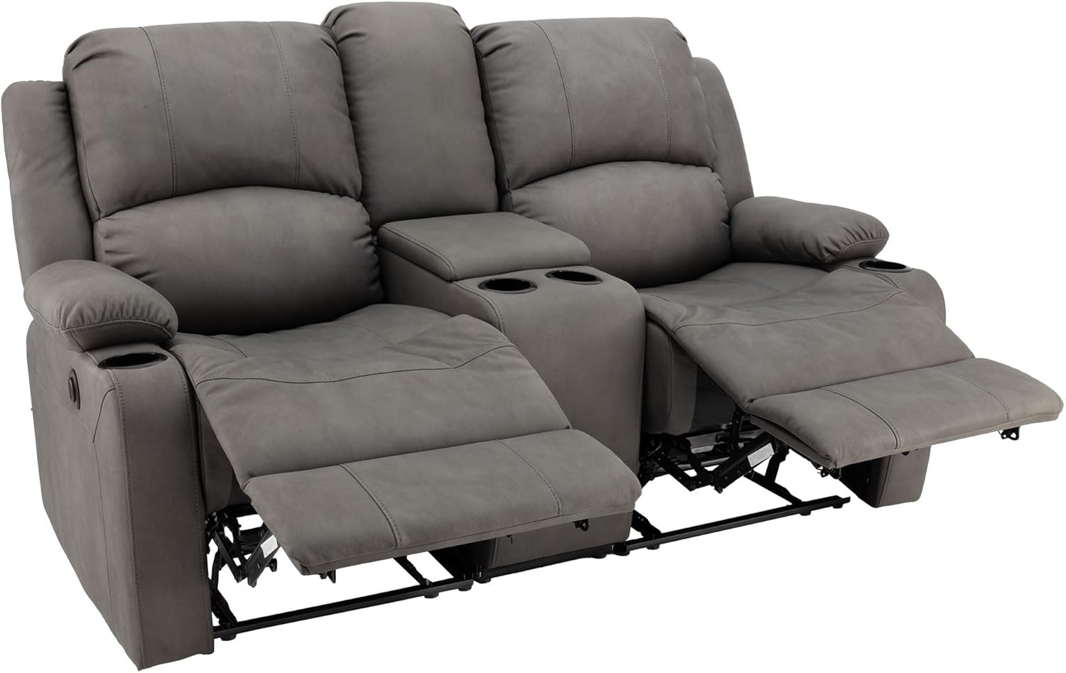 67" Wall Hugger Reclining | RV Theater Seats | Double Recliner RV Sofa & Console | RV Couch | RV Theater Seating | RV Furniture (Powered, Slate)