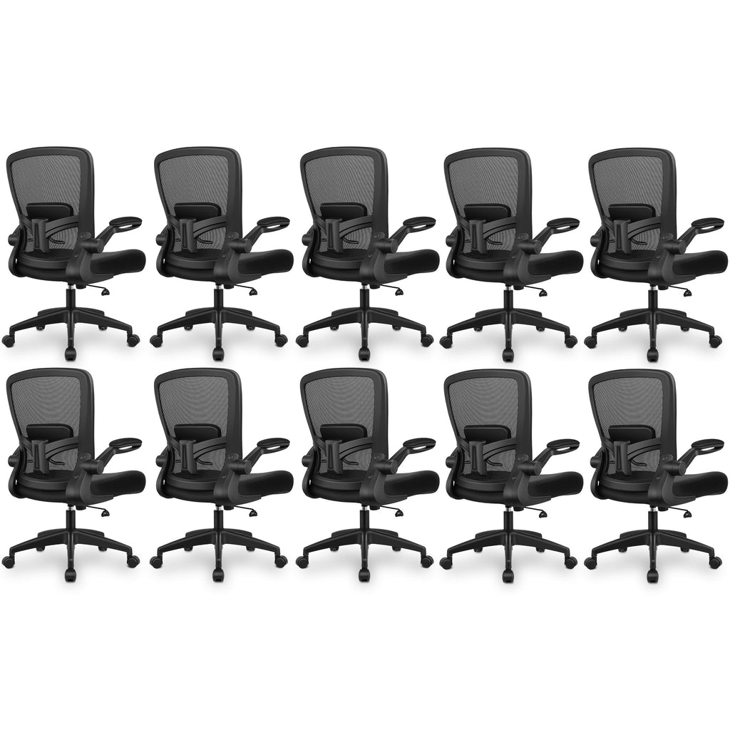 FelixKing Office Chair, Ergonomic Desk Chair Breathable Mesh Chairs Adjustable High Back Lumbar Support Flip-up Armrests, Executive Rolling Swivel Comfy Computer Chairs Home Office Black