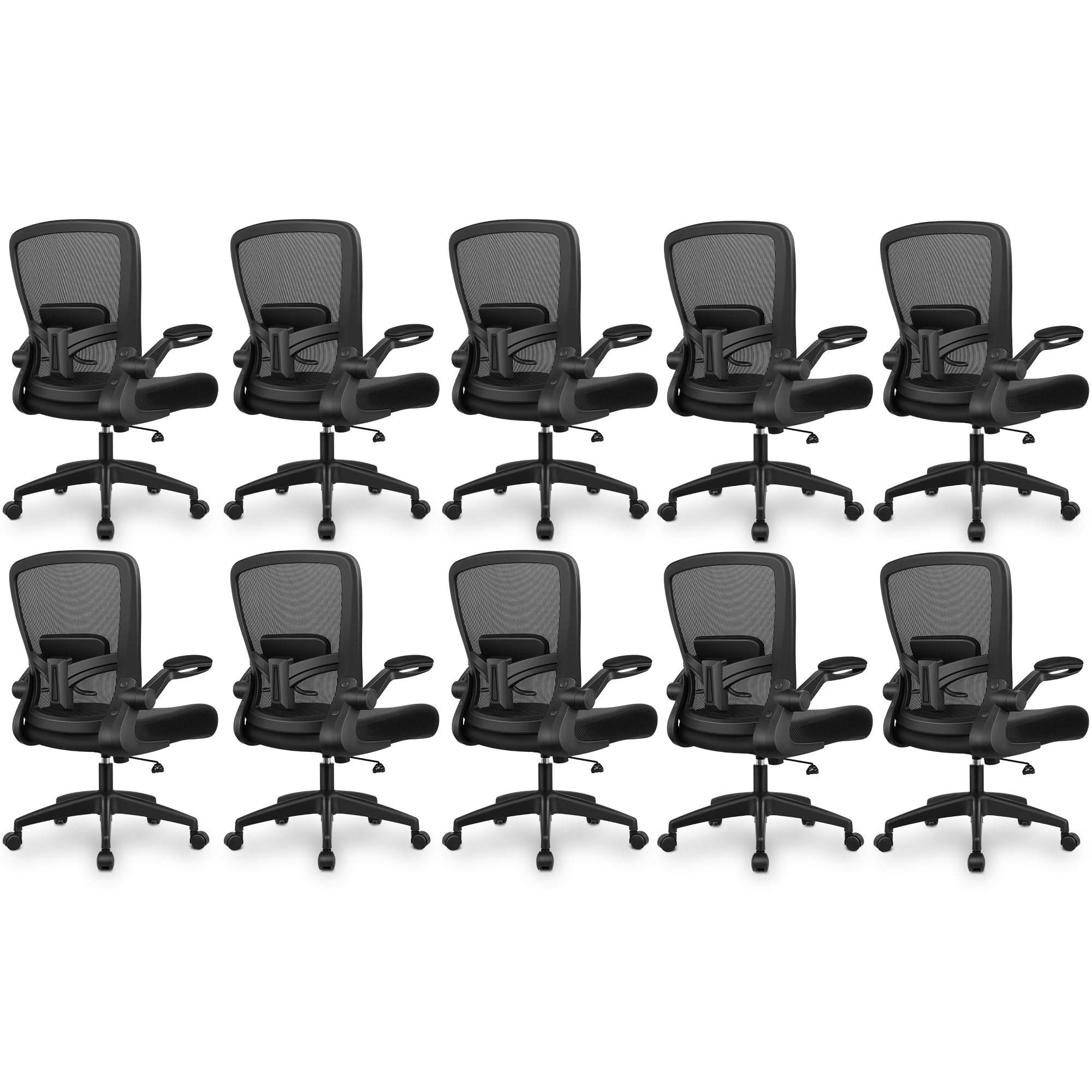 FelixKing Office Chair, Ergonomic Desk Chair Breathable Mesh Chairs Adjustable High Back Lumbar Support Flip-up Armrests, Executive Rolling Swivel Comfy Computer Chairs Home Office Black