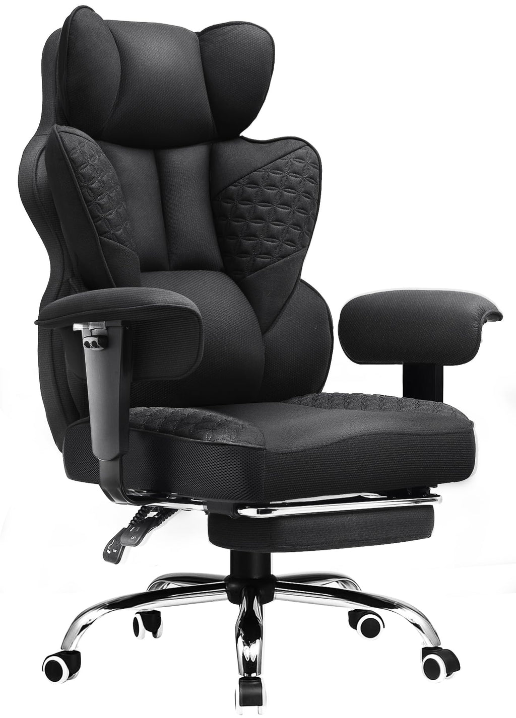 COMHOMA Big and Tall Office Chair 400LBS Wide Ergonomic Gaming Chair with Deluxe Embossing Designed Leather with Foot Rest,150°Reclining Adjustable Armrests Pocket Spring Back Support and Pillow
