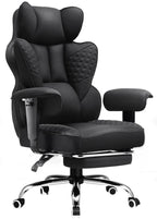 COMHOMA Big and Tall Office Chair 400LBS Wide Ergonomic Gaming Chair with Deluxe Embossing Designed Leather with Foot Rest,150°Reclining Adjustable Armrests Pocket Spring Back Support and Pillow