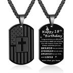 DuoDiner Graduation Gifts-American Dog Tag Necklace Bible Verse Pendant, First Communion Baptism Confirmation Religious Graduation Gifts for Him Boys Men Kids Teens Dad