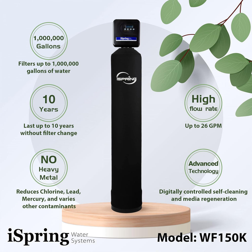 iSpring WF150K Whole House Central Water Filtration System with Set and Forget Smart Valve, Up to 10 Years
