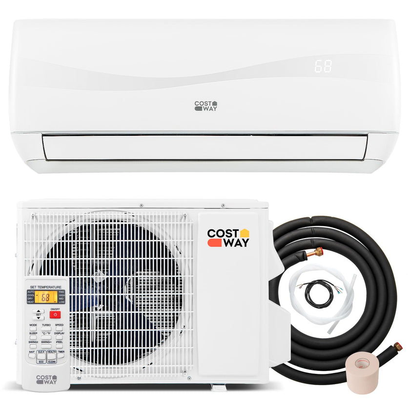 COSTWAY 12000BTU Mini Split Air Conditioner& Heater, 20 SEER2 115V Wal ...