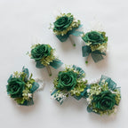 MAFELOE Corsage and Boutonniere Set for Wedding Prom Party Homecoming Celebration Artificial Flower Accessories Suit Decor 2 Pieces - Dark Green