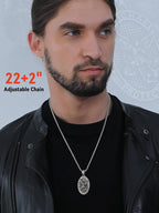 FaithHeart Saint Michael Necklace, Stainless Steel/18K Gold Plated St Michael the Archangel Pendant Amulet for Men Women with Gift Packaging