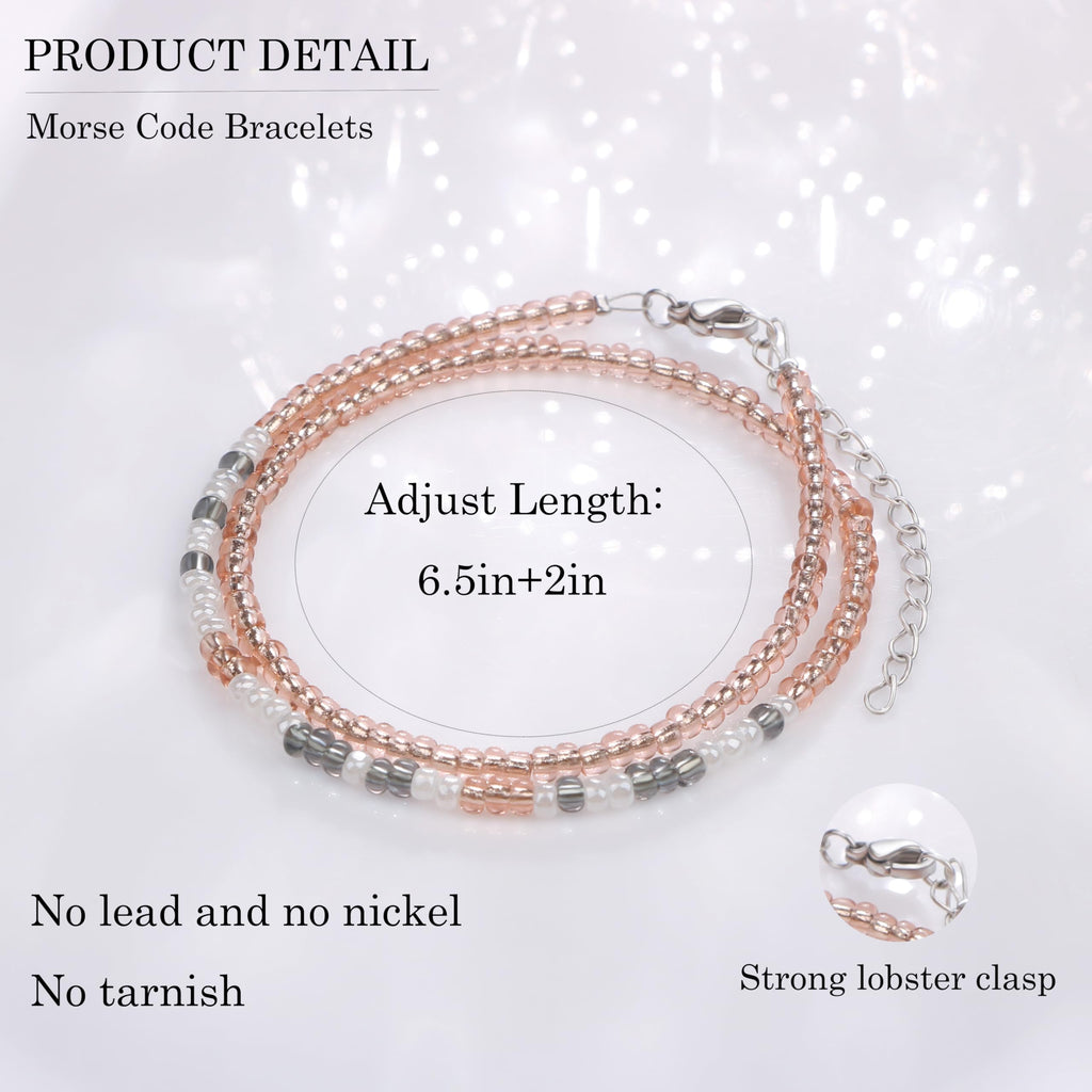 Bracelets JoycuFF en code Morse pour femmes Cadeaux inspirants pour femmes, bijoux superposés pour fille sœur meilleures amies petite amie anniversaire Saint-Valentin fête des mères cadeau de remise des diplômes