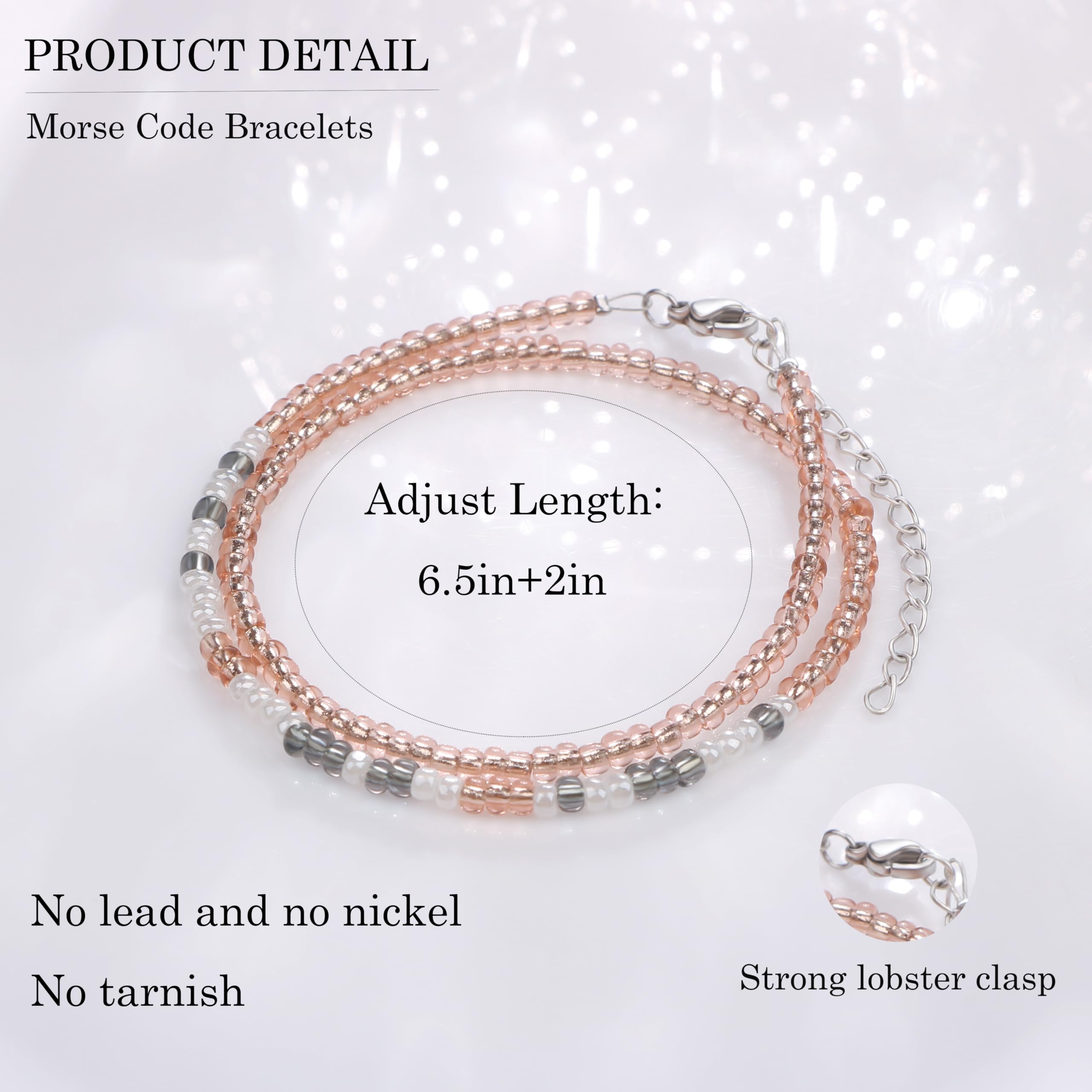 Bracelets JoycuFF en code Morse pour femmes Cadeaux inspirants pour femmes, bijoux superposés pour fille sœur meilleures amies petite amie anniversaire Saint-Valentin fête des mères cadeau de remise des diplômes