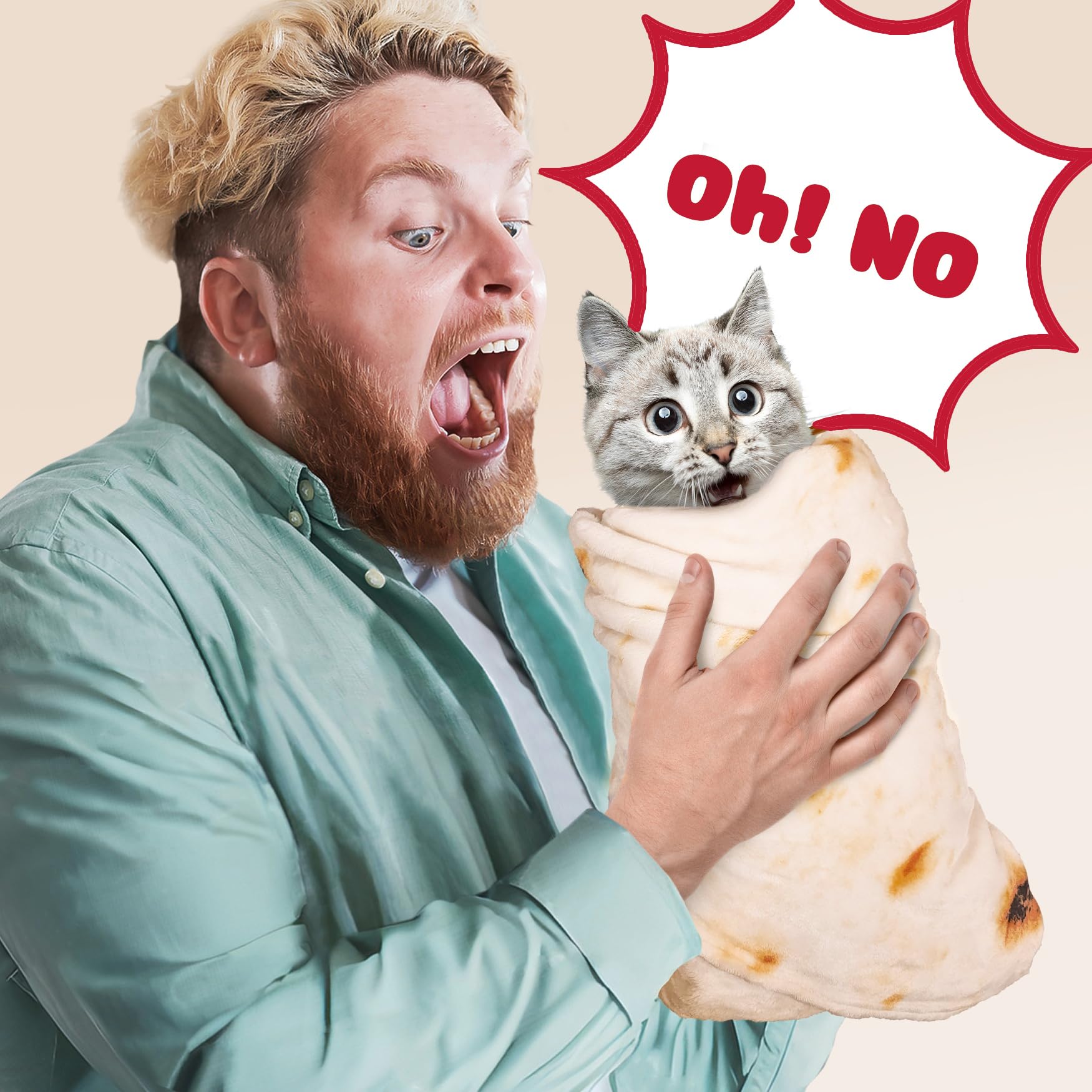 پتو پیچ تورتیلا بوریتوس جوربست برای بزرگسالان، کودکان و نوزادان، هدیه تولد، پتو دو رو با طرح غذا، هدیه خنده‌دار برای زنان، مردان و نوجوانان، پتو نرم فلانل تاکو 285 GSM (زرد، 47 اینچ)