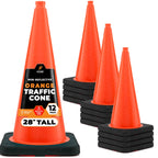 Xpose Safety 28 Inch Orange Traffic Cones Heavy Duty 10lb, 24-Pack - Multipurpose PVC Plastic Safety Cone for Parking, Soccer, Caution, Kids and Construction - DOT Approved