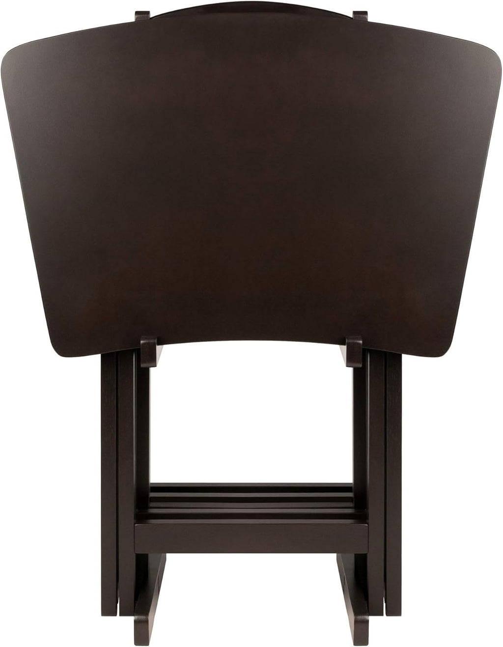 Winsome Anila Snack Table Set with Storage Rack, Fan Shaped, for Living Room, 26", Coffee, Set of 4 Tables