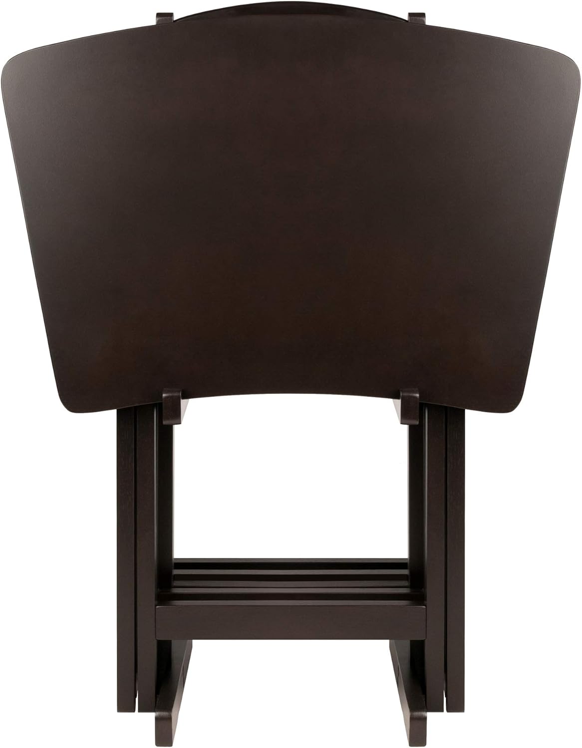 Winsome Anila Snack Table Set with Storage Rack, Fan Shaped, for Living Room, 26", Coffee, Set of 4 Tables