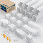 3" 13Ft Mini Split Line Set Cover with Flexible Duct, Upgrade PP Decorative Minisplit Lineset Cover Kit, Paintable for Mini Split, Air Conditioner, Central AC, HVAC and Heat Pumps, White