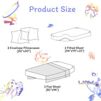ست ملحفه کودکان یونیکورن صورتی JSD، سایز تویین، ۳ تکه، ملحفه‌های رختخواب میکروفایبر چاپ شده با طرح رنگین کمان برای دختران، جیب عمیق