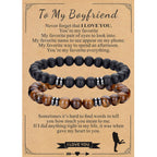 RANKEEF Tiger Eye Bracelet For Men 8MM Natural Stone Stretch Adjustable Black Crystal Beaded Bracelet for Men Women Gifts