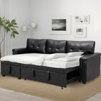 Naomi Home Transform Any Space: Sleeper Sectional Sofa with Convertible Sofa Bed & Inviting Chaise. Find Tranquil Comfort with Stress-Relieving Design & Durable Cushions - Black/Air Leather