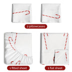 Komplet pościeli King Christmas Tree - Świąteczny wzór Xmas na lnie - Głębokie kieszenie - Dopasowany krój - 4 części - Bez zagnieceń - Wygodna i chłodząca świąteczna pościel zimowa - Łatwa w pielęgnacji - Przyjazna dzieciom