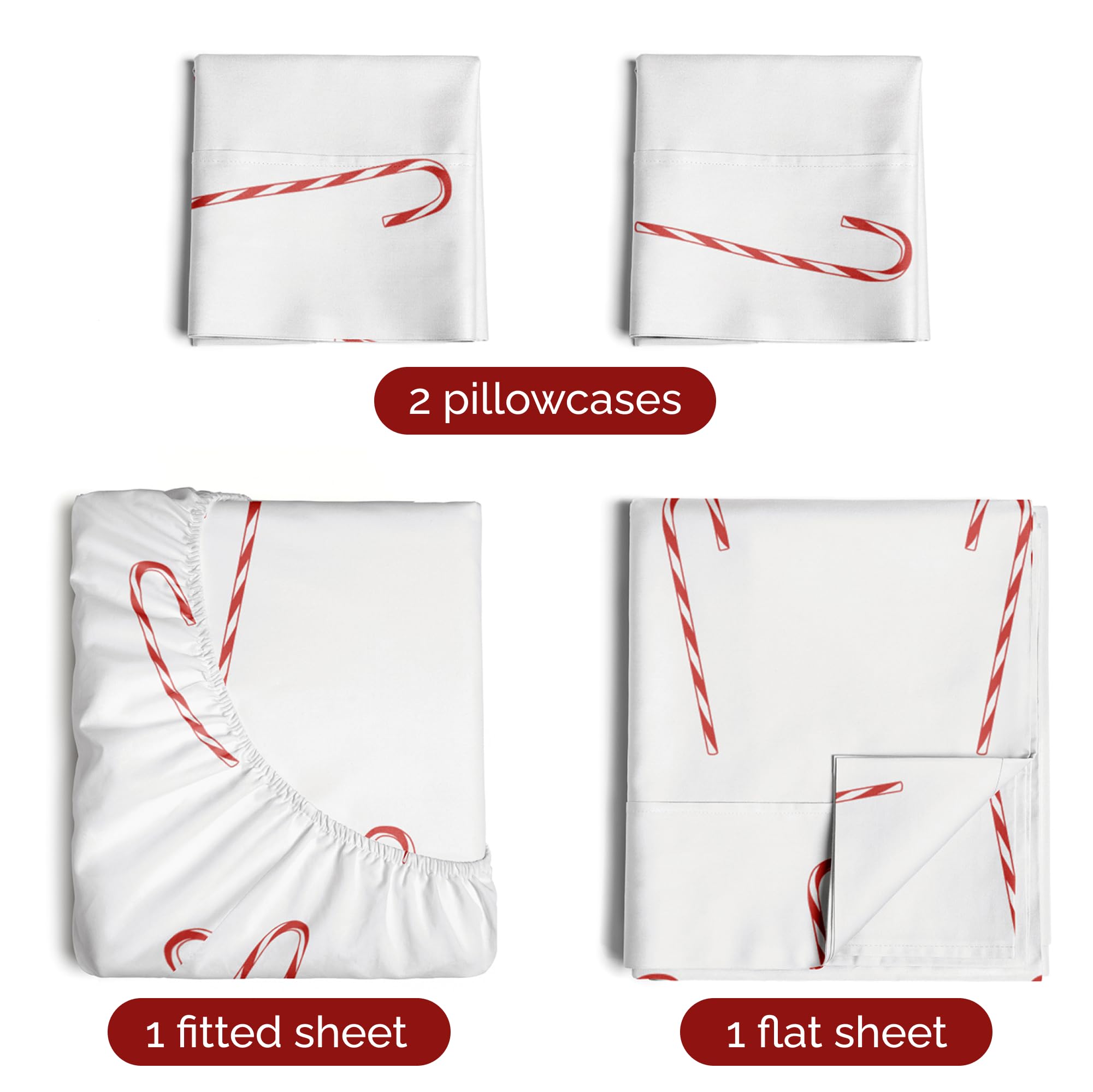 Queen Christmas Tree Sheet Set - Holiday Xmas Pattern Linen Set - Deep Pockets - Snug Fit - 4 Piece - Wrinkle Free - Comfy & Cooling Festive Winter Bedding - Easy To Care For - Kid Friendly