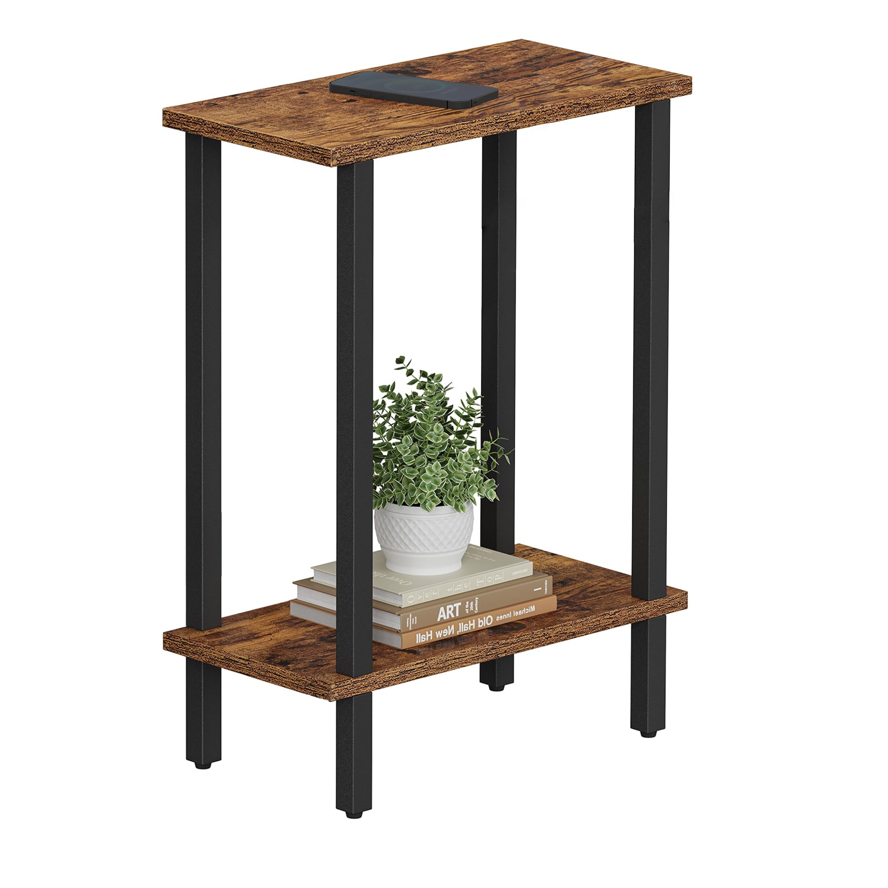 TUTOTAK Small Side Table, Narrow End Table, Skinny Sofa Table, Slim Nightstand, Couch Table, Living Room, Bed Room, Black TB01BK062