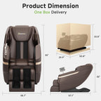 Real Relax 2025 Full Body Massage Chair, Zero Gravity Shiatsu Massage Chair Recliner, Waist and Calf Heating, Foot Massage, Bluetooth, Large Control Screen (Brown and Gold)