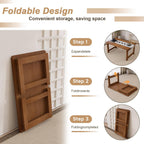 Floor Coffee Table for Living Room, Japanese Folding Low Dining Table, No Assembly Foldable Tatami Tea Table - Natural Solid Wood Bamboo, Rectangle Ground Desk for Small Spaces (Walnut)