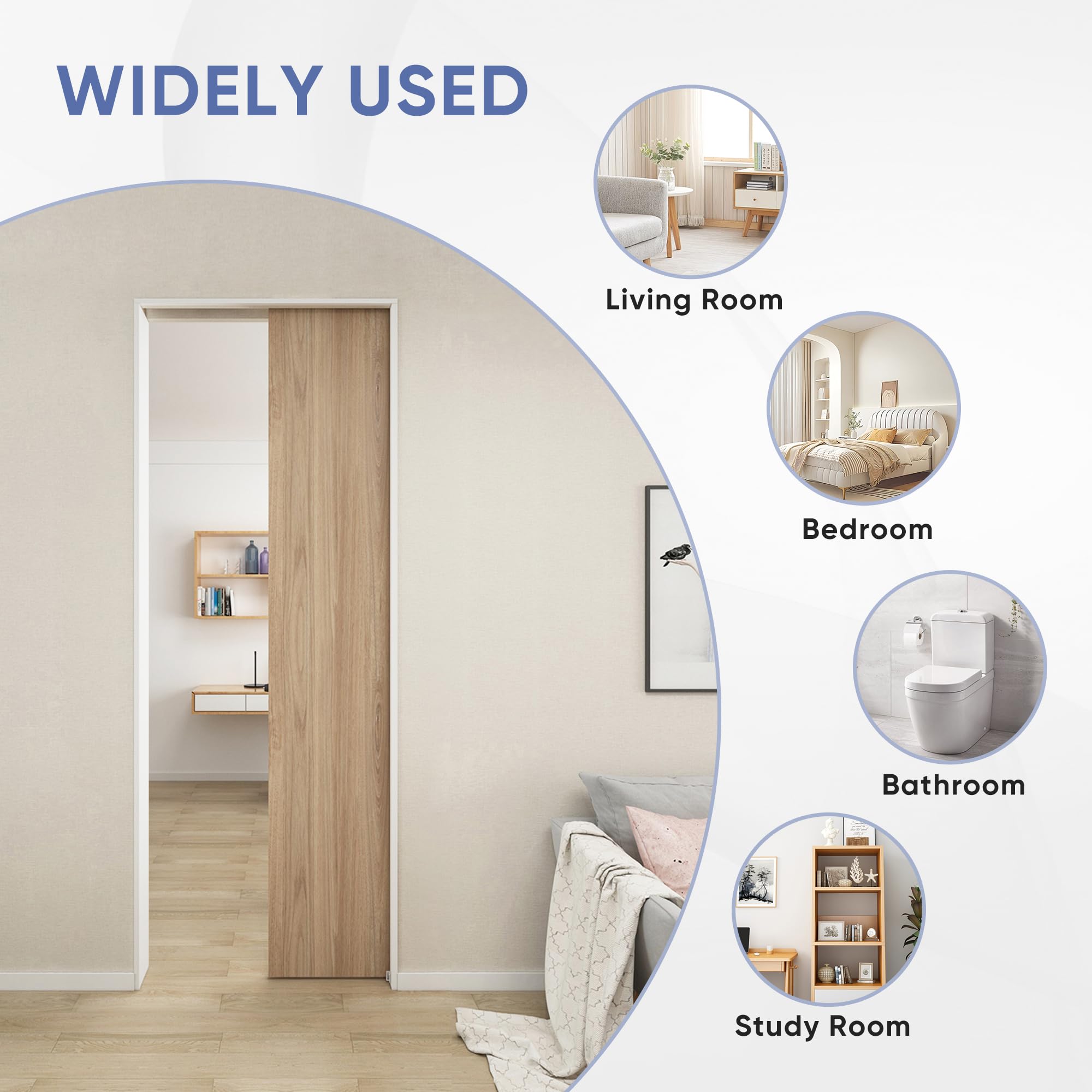 JUBEST 5FT Commercial Grade Pocket Door Hardware and Track Set, Sliding Door Hardware 56.7", Durable and Smoothly, Easy to Install