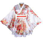 Kimono Costume Adult Japanese Geisha Floral Patten Gown Blossom Bathrobe Sleepwear With Obi Belt