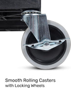 Tubstr 3-Tier Rolling Utility Cart with Wheels | Supports 300 lbs. Total | Heavy-Duty Capacity for Garage Storage, Office Spaces, & Kitchen Use | Durable Tool Cart with Locking Wheels (Black, 32 x 18)