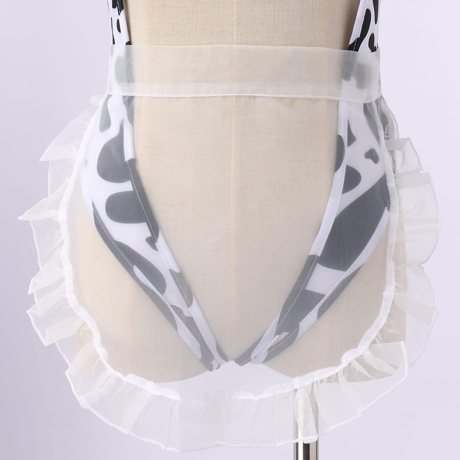 FYMNSI Women Sexy Milk Cow Lingerie Set Anime Maid Cosplay Costume Mini Bikini Bra Bodysuit with Bell Choker Stockings Outfit