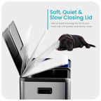 Home Zone Living 16 Gallon Kitchen Trash Can with Dual Compartments for Recycling, Stainless Steel, Silver, 60 Liters Total