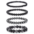 4pcs Beaded Bracelets for Women,Natural Healing Crystal Gemstones Bracelet,Anxiety Stress Relief Bracelet Handmade purple Jewelry Gifts for Women