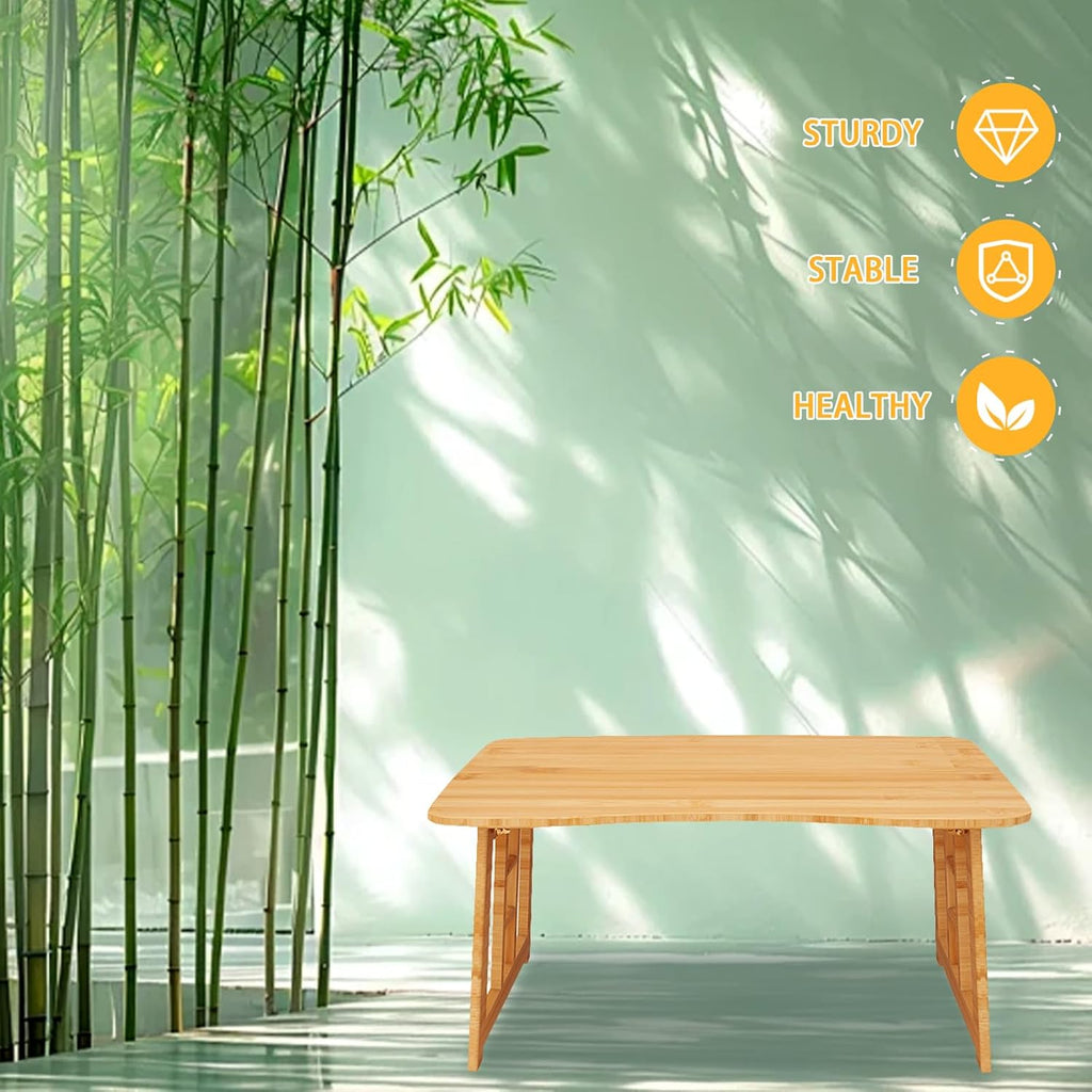 Japanese Folding Coffee Table,Bamboo Foldable Floor Low Table,Chabudai Tea Table for Sitting Tatami Living Room Bay Window,No Assembly (Wood)
