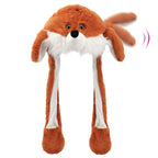 Animal Hat with Ears Moving Jumping Pop Up Beating Hat Plush Holiday Cosplay Dress Up Funny Gift for Kids