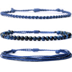 Handmade Natural Stone Beaded Healing Bracelet Gift for Men Adjustable Rope String Bracelet (Lava Rock, Adjustable)