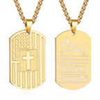 DuoDiner Graduation Gifts-American Dog Tag Necklace Bible Verse Pendant, First Communion Baptism Confirmation Religious Graduation Gifts for Him Boys Men Kids Teens Dad