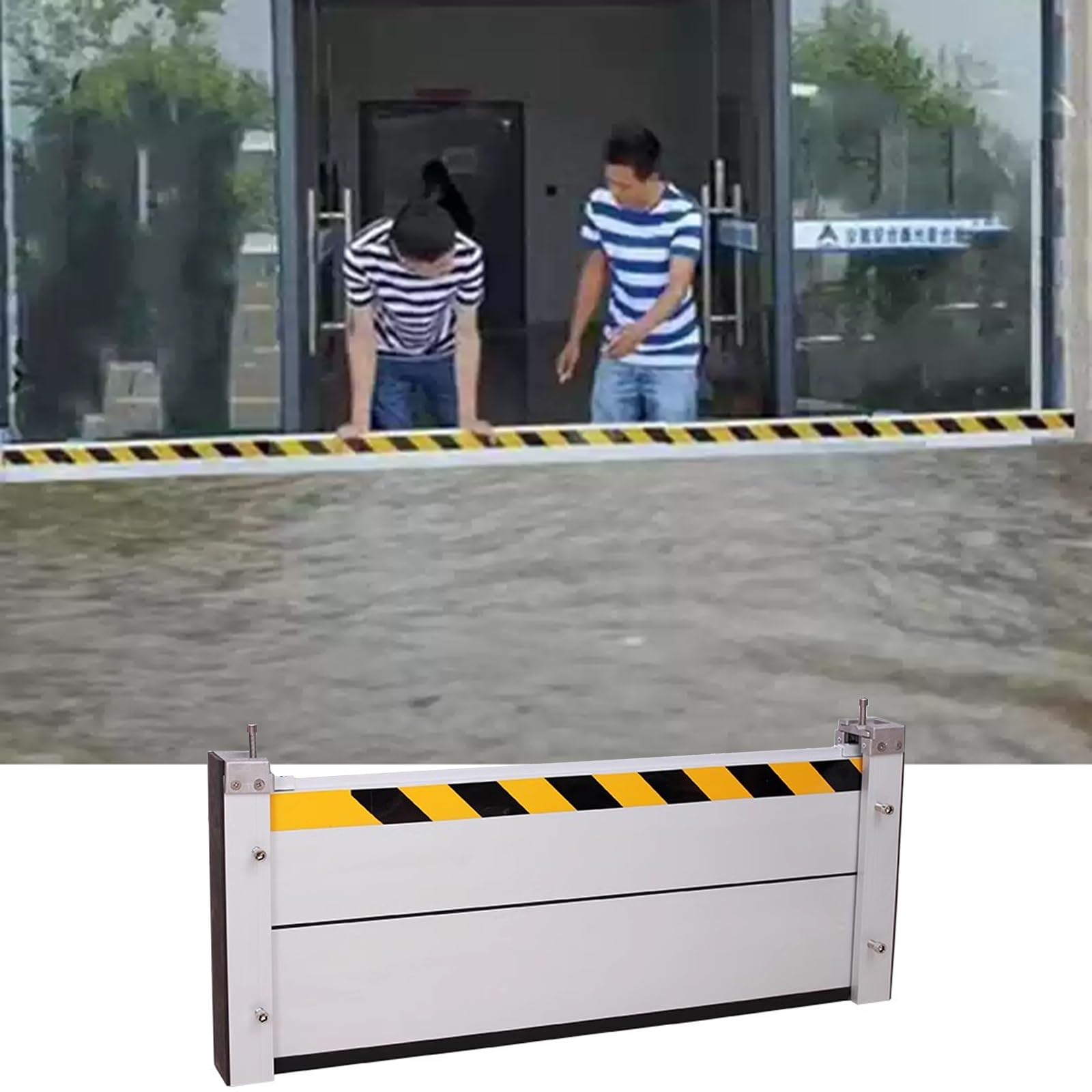 Metal Reusable Removable Flood Gate, Flood Preventing Barrier for Subways Garage, Thick Aluminum Flooding Water Barrier with Reflective Stickers, Length Customized(H-5.2ft(1.6m),L-8ft(2.44m))