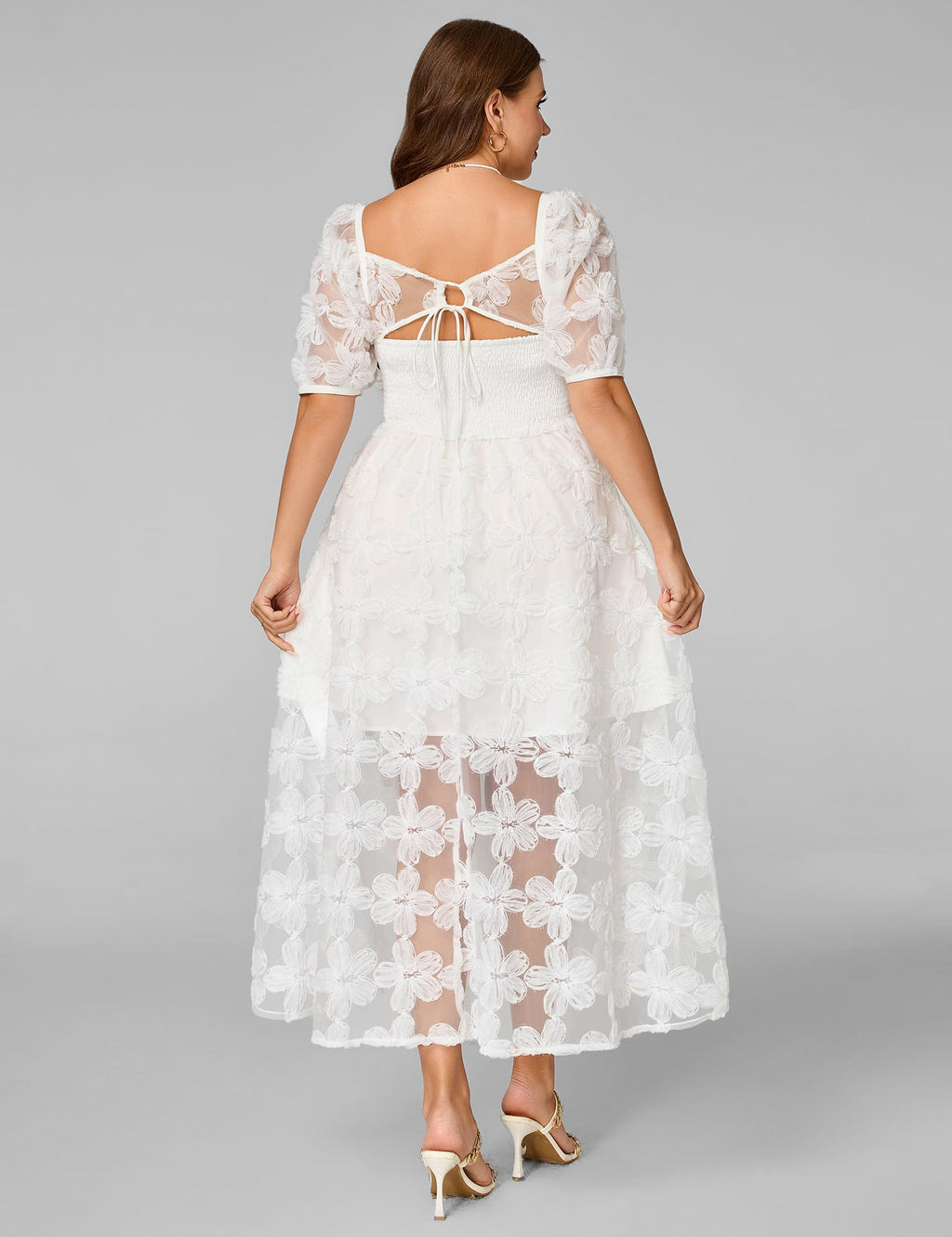 EYWOL Plus Size White Dresses for Women:Prom Wedding Guest Cocktail Formal Graduation Renaissance Party Dress