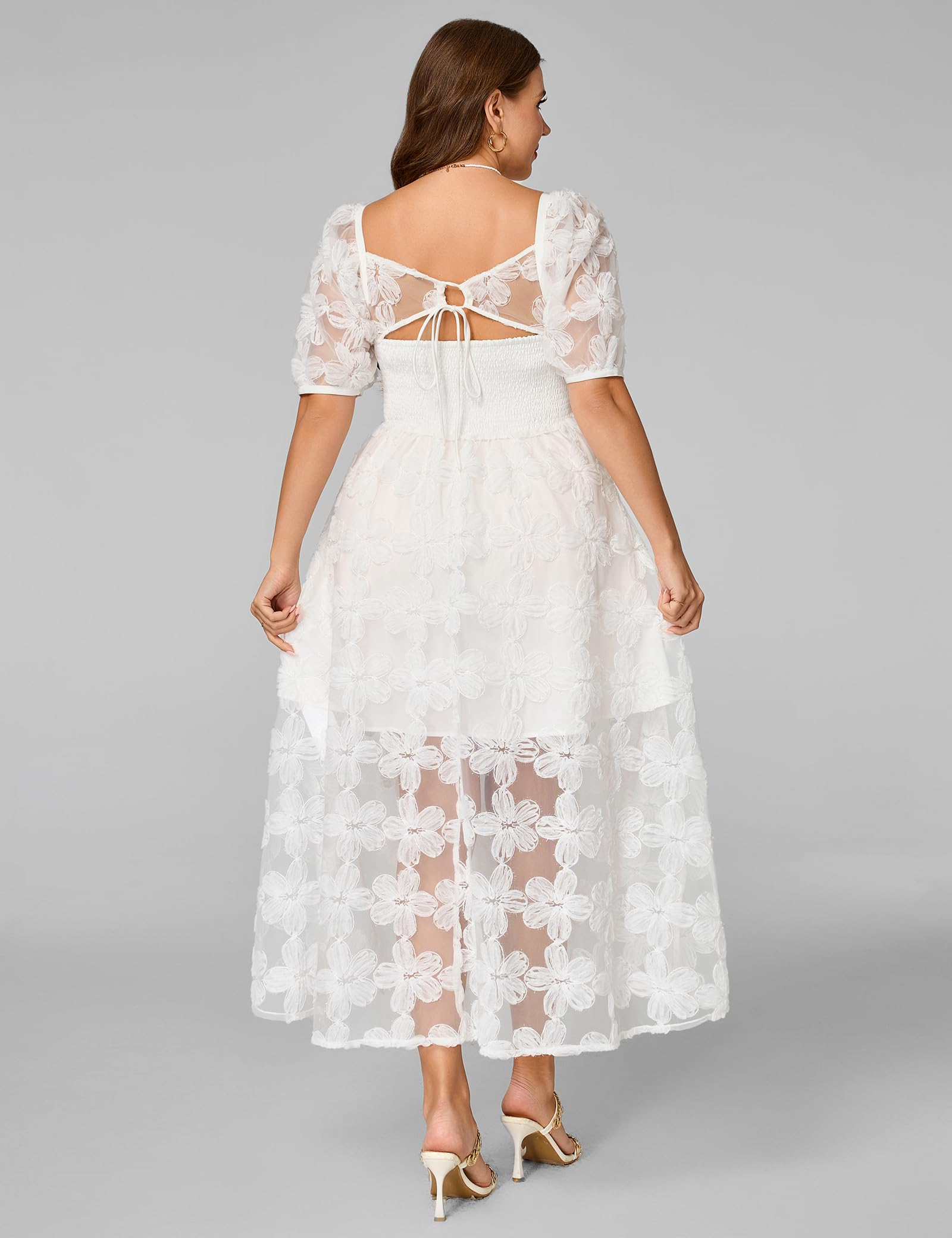 EYWOL Plus Size White Dresses for Women:Prom Wedding Guest Cocktail Formal Graduation Renaissance Party Dress