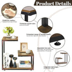 G Shaped Side Table, 3 Tier End Table for Couch Indoor, Small Sofa Coffee Table with Metal Frame for Living Room Bedroom Nightstand Bedside