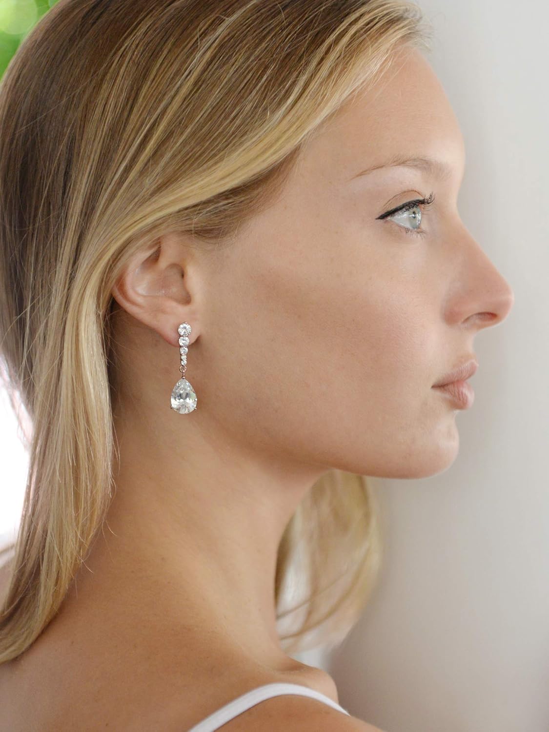 Mariell Rose Gold Cubic Zirconia Wedding Drop Earrings, Teardrop CZ Crystal, for Brides, Bridesmaid, Prom