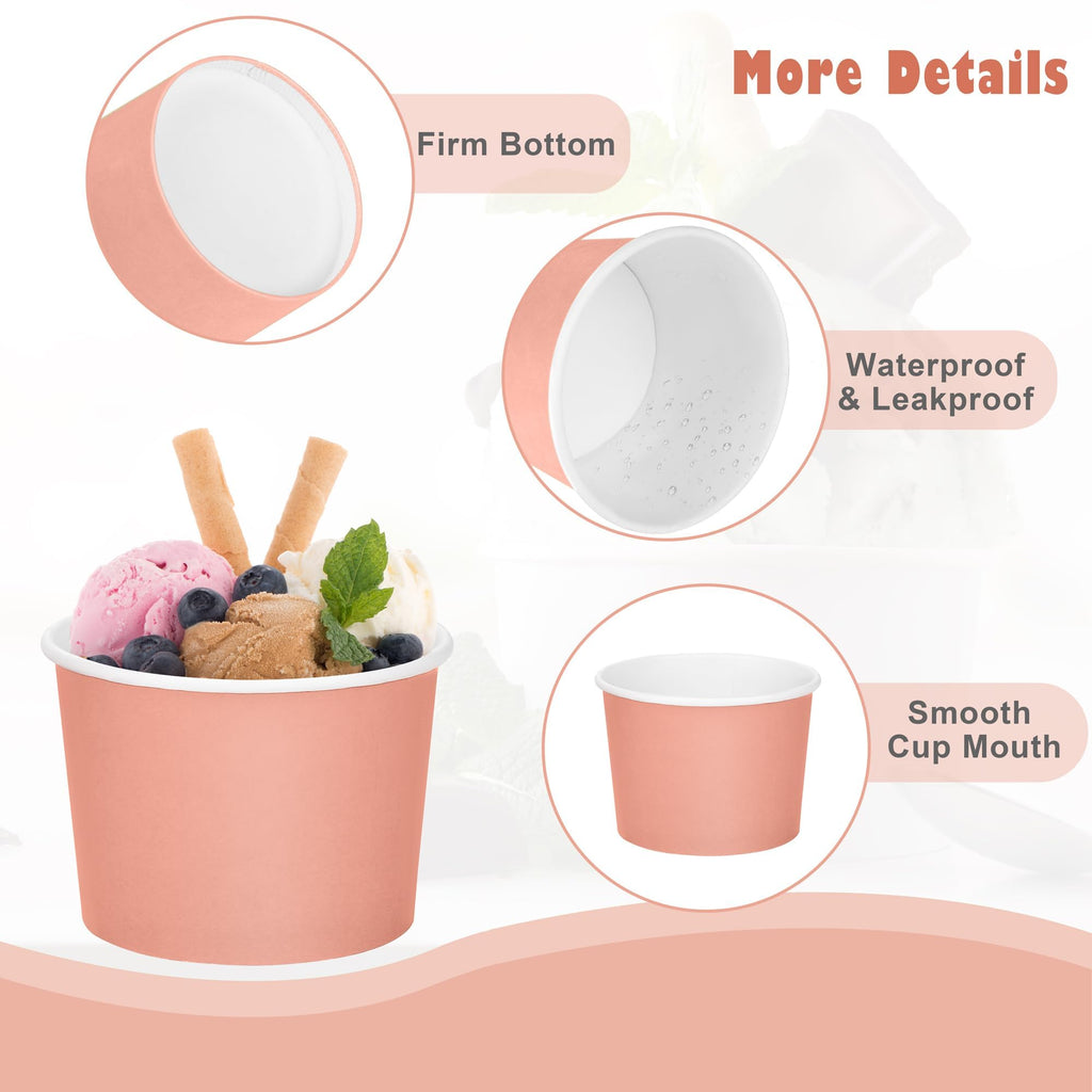 Aodaer 300 Pack Paper Ice Cream Cups 8oz Paper Snack Ice Cream Bowls Disposable Dessert Bowls for Hot or Cold Food Party Supplies Treat Cups for Sundae, Frozen Yogurt, Soup, 6 Colors