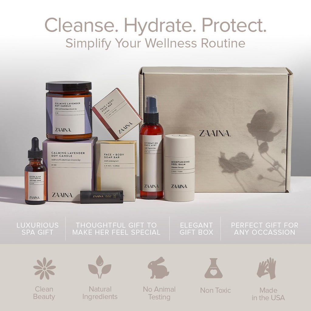 Spa Gift Set for Her - Relaxation Spa Kit for Women, Mother's Day Gifts Handmade in USA, Luxury Spa Gifts for Women, Spa Gift Basket for Mom, Pampering At Home Bath and Body Self Care Spa Package, Birthday Gifts for Women by ZAAINA