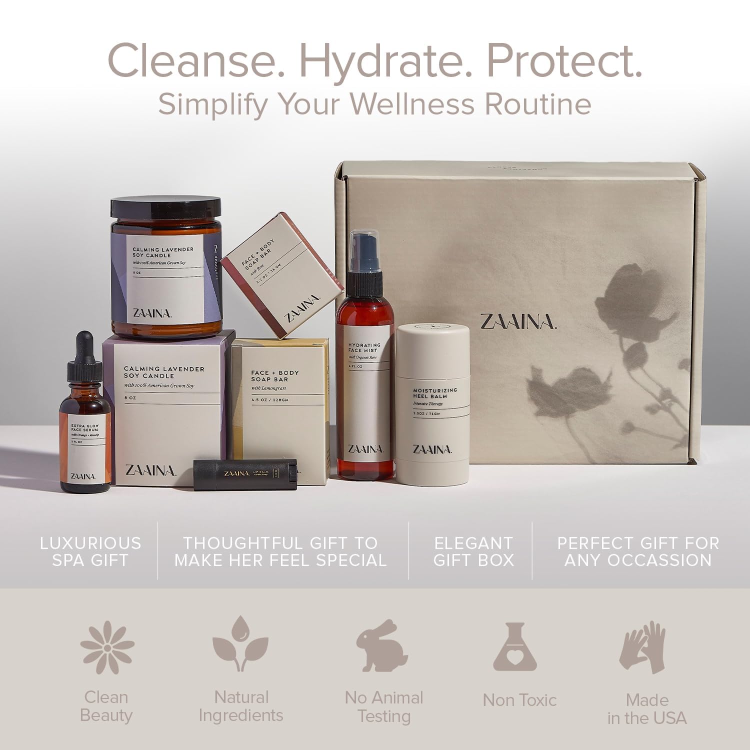 Spa Gift Set for Her - Relaxation Spa Kit for Women, Mother's Day Gifts Handmade in USA, Luxury Spa Gifts for Women, Spa Gift Basket for Mom, Pampering At Home Bath and Body Self Care Spa Package, Birthday Gifts for Women by ZAAINA