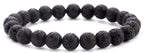 Hamoery Men Women 8mm Natural Stone Lava Rock Diffuser Bracelet Elastic Yoga Agate Beads Bracelet Bangle