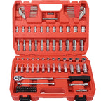 Egofine 46 Pieces 1/4 inch Drive Socket Ratchet Wrench Set, with Bit Socket Set Metric and Extension Bar for Auto Repairing and Household, with Storage Case