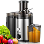 QCen Juicer Machine, 500W Centrifugal Juicer Extractor with Wide Mouth 3” Feed Chute for Fruit Vegetable, Easy to Clean, Stainless Steel, BPA-free (Aqua)