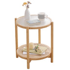 Tiita 2 Pack Round End Table Mental Side Table Nightstand/Small Wood Tables Accent Coffee Table with Wooden Tray for Living Room Bedroom Office Small Space