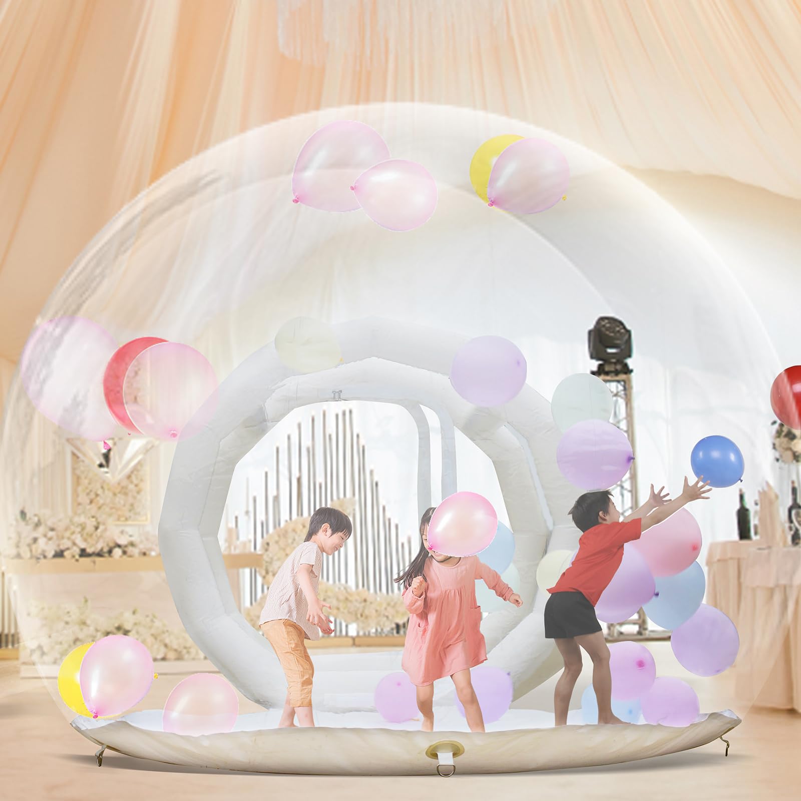 8,2 FT-Einlagige aufblasbare Bubble-Hauskuppel für Kinder Klarer PVC-Ballonhaus mit Tunnel 750W Luftgebläse und 600W Luftpumpe Perfekt für Partys, Gartendekoration und Outdoor-Spaß