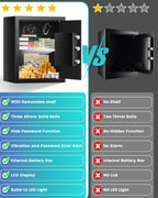2.6 Cuft Home Safe Box With Fireproof Waterproof Bag, Backlight Programmable Keypad, Smart Alert, Security Digital Office Safe Box For Business Money Jewelry Valuables