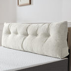 Lukace Premium kilepude hovedgærde med aftageligt betræk - trekantet læsestøtte ryglæn til seng med sidelommer, perfekt til læsning og TV (beige enkeltsengsstørrelse, 39x8x20 tommer)